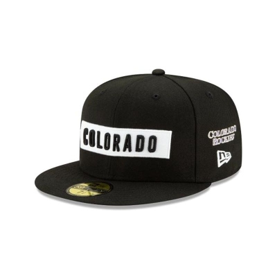 Black Colorado Rockies Hat - New Era MLB Boxed Wordmark 59FIFTY Fitted Caps USA4160295